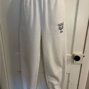 CALI 1850 Los Angeles Tennis Club White Sweatpants Joggers Size Small